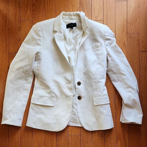 J Crew Elegant White Structured Blazer - Women's Size 2 - Picture 1 of 5